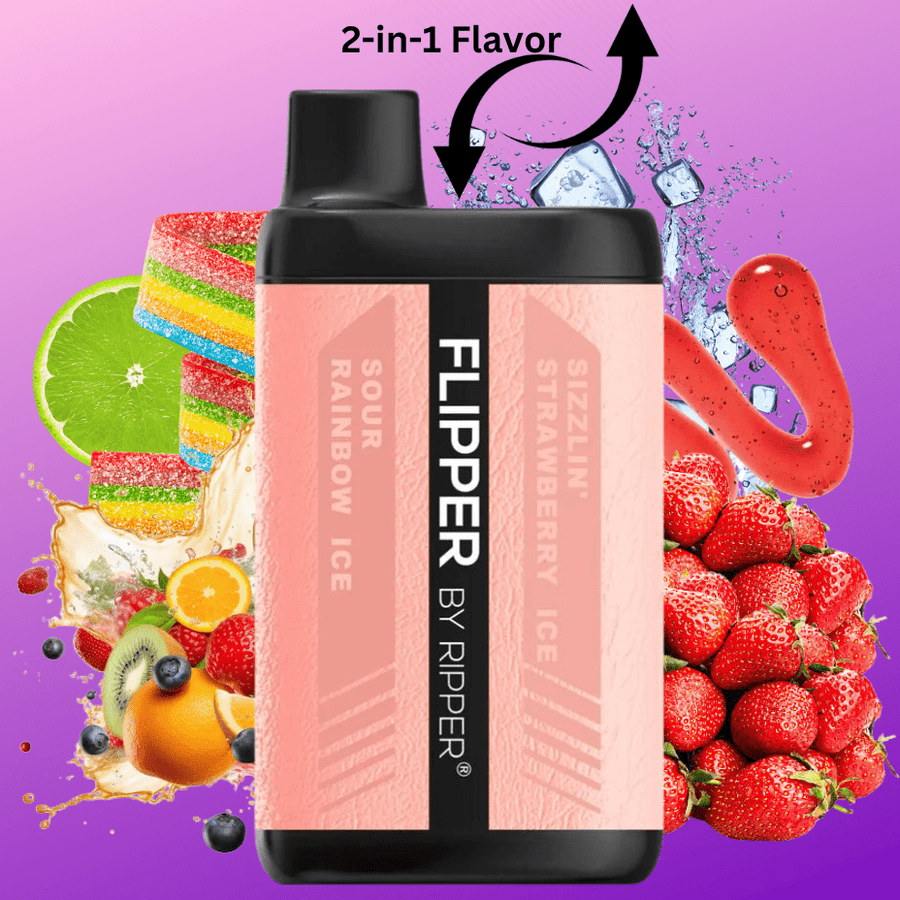 Flipper 11000 Disposable Vape-Sizzlin' Strawberry Ice + Sour Rainbow Ice 11000 Puffs / 20mg Steinbach Vape SuperStore and Bong Shop Manitoba Canada