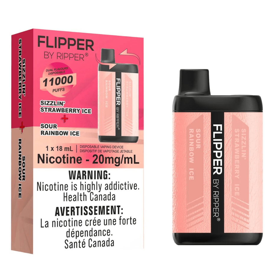 Flipper 11000 Disposable Vape-Sizzlin' Strawberry Ice + Sour Rainbow Ice 11000 Puffs / 20mg Steinbach Vape SuperStore and Bong Shop Manitoba Canada