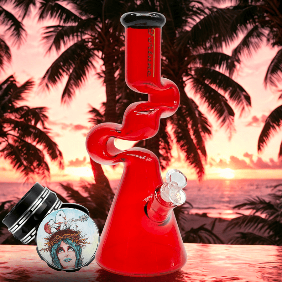 Fortune 7mm Zig-Zag Zong 14" Red Steinbach Vape SuperStore and Bong Shop Manitoba Canada