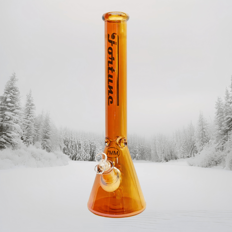 Fortune Glass 7mm Electroplated Beaker Bong 18" Amber Steinbach Vape SuperStore and Bong Shop Manitoba Canada
