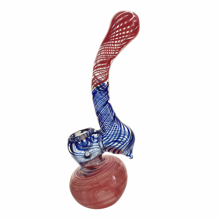 Frit Nice Glass Sherlock Bubbler Inside Out-7” Red & Blue Sherlock Bubbler Inside Out-Steinbach Vape & Bongs
