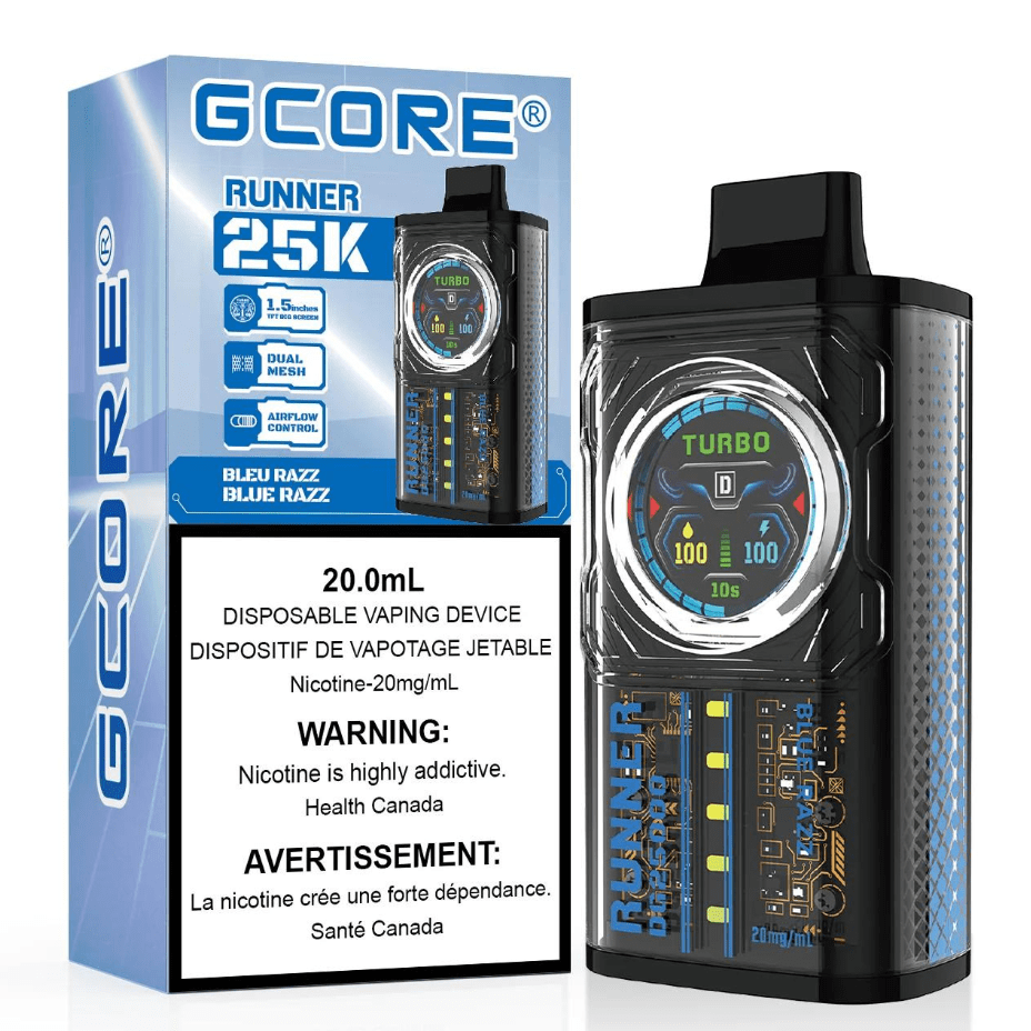 GCORE Runner 25K Disposable Vape - Blue Razz 20mg / 25000 Puffs Steinbach Vape SuperStore and Bong Shop Manitoba Canada