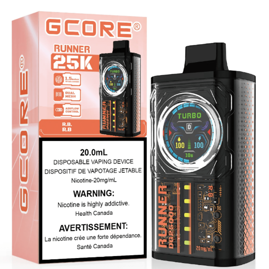 GCORE Runner 25K Disposable Vape - R.B 20mg / 25000 Puffs Steinbach Vape SuperStore and Bong Shop Manitoba Canada