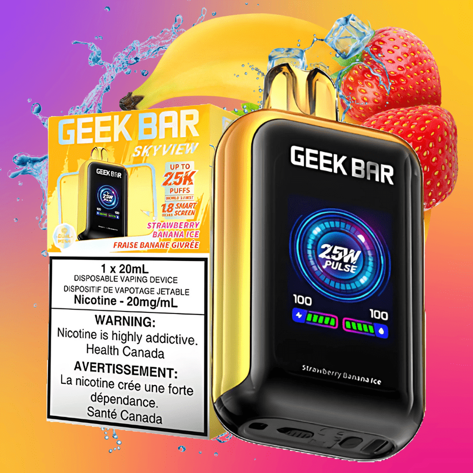 Geek Bar Skyview 25K Disposable Vape - Strawberry Banana 25000 Puffs / 20mg Steinbach Vape SuperStore and Bong Shop Manitoba Canada