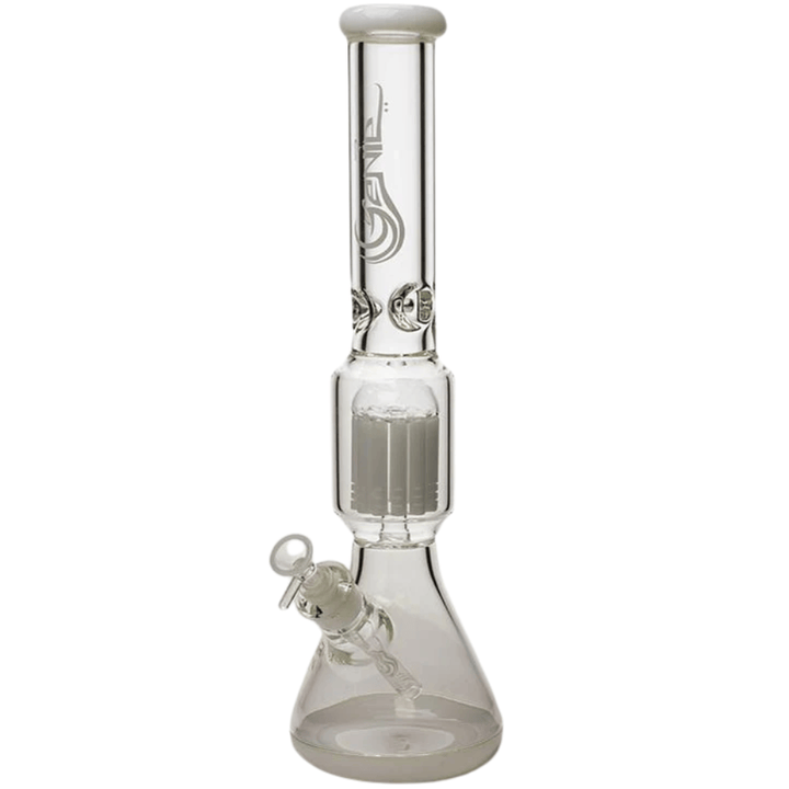 Genie 9mm 10-Arm Colored Bottom Beaker Bong - 17.5" White Steinbach Vape SuperStore and Bong Shop Manitoba Canada