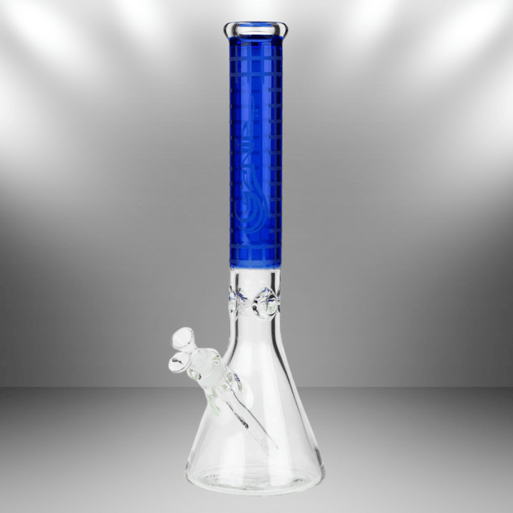 Genie Glass 7mm Sandblasted Beaker Bong 17" Transparent Blue Steinbach Vape SuperStore and Bong Shop Manitoba Canada