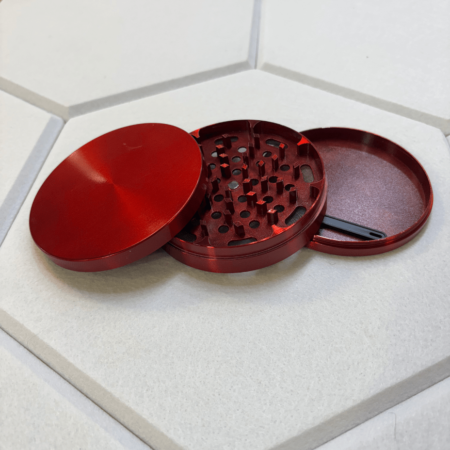 Herb Grinder 100mm Zinc Alloy 3-Piece Red Steinbach Vape SuperStore and Bong Shop Manitoba Canada