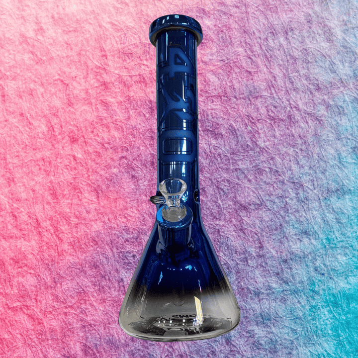 High Class Glass 7mm Engraved 420 Jumpman Beaker 14" Oil Slick Steinbach Vape SuperStore and Bong Shop Manitoba Canada