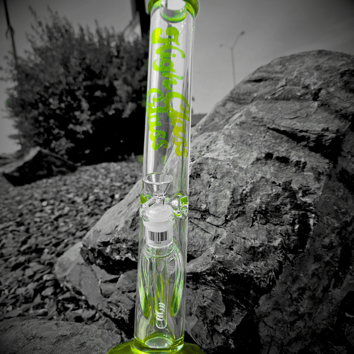 High Class Glass 7mm Plated Straight Tube 14" Green Steinbach Vape SuperStore and Bong Shop Manitoba Canada