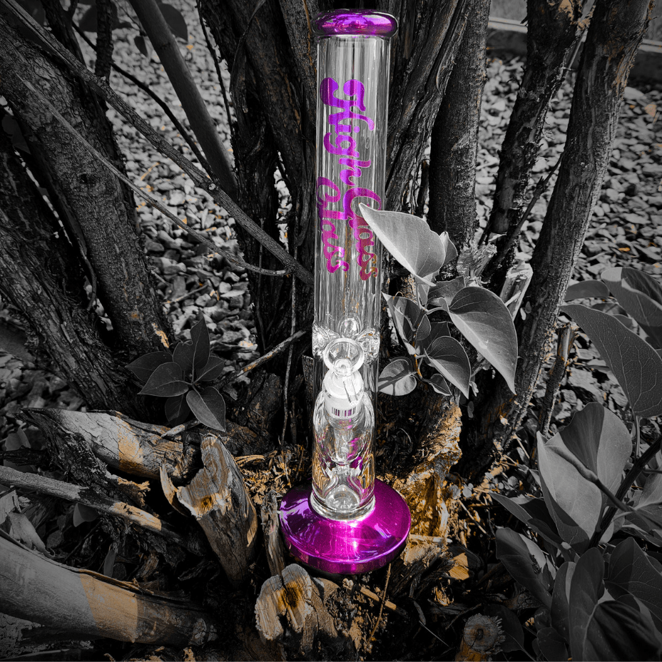 High Class Glass 7mm Plated Straight Tube 14" Purple Steinbach Vape SuperStore and Bong Shop Manitoba Canada