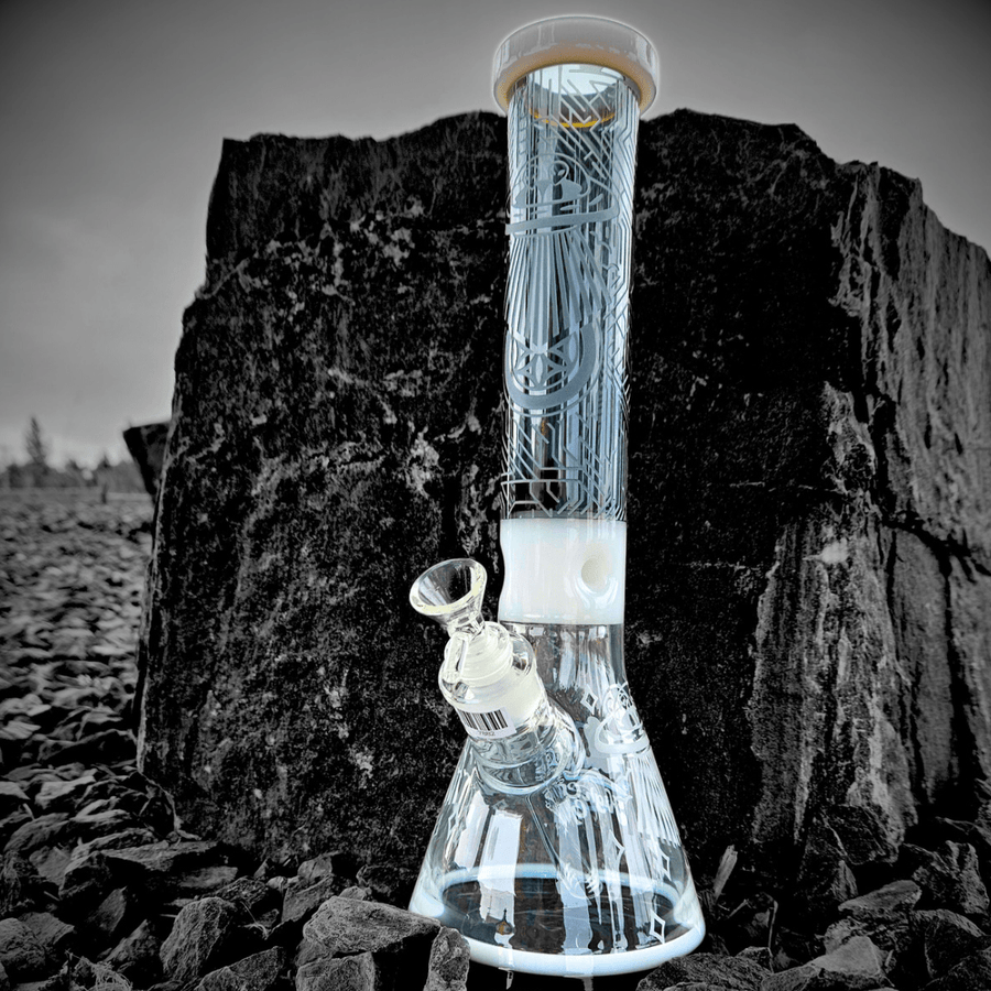High Class Glass 7mm Sandblasted Alien Beaker 14" Grey Steinbach Vape SuperStore and Bong Shop Manitoba Canada