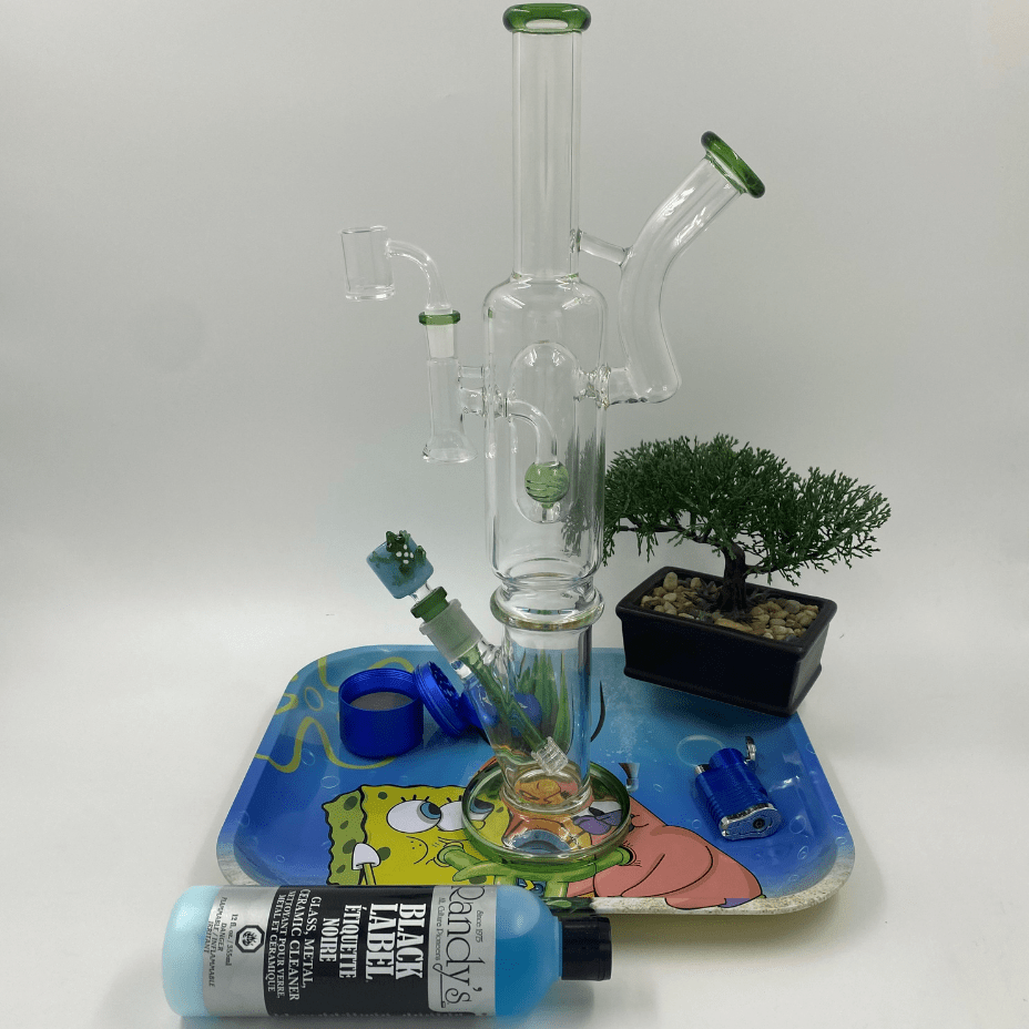 High Class Glass Dual Chamber Straight Tube Green Steinbach Vape SuperStore and Bong Shop Manitoba Canada