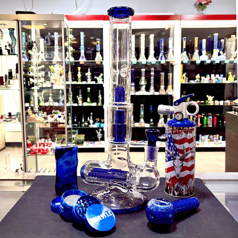 Hoss Glass  7mm Triple Inline Perc Straight Tube 15.5" Steinbach Vape SuperStore and Bong Shop Manitoba Canada