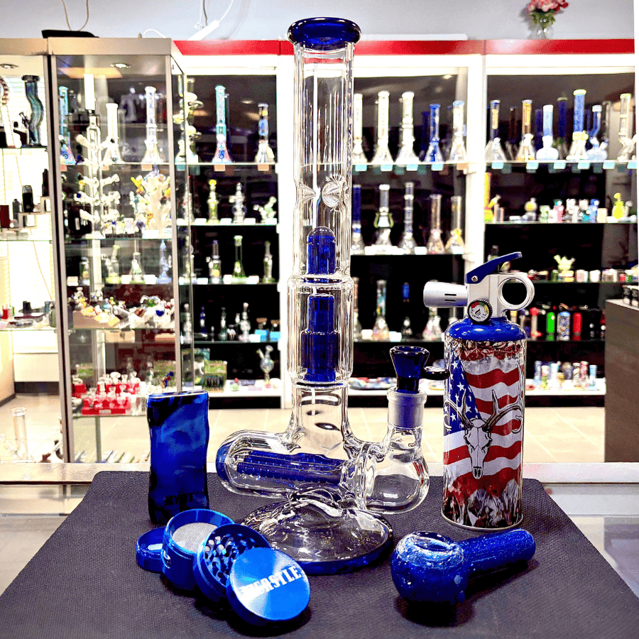 Hoss Glass  7mm Triple Inline Perc Straight Tube 15.5" Steinbach Vape SuperStore and Bong Shop Manitoba Canada