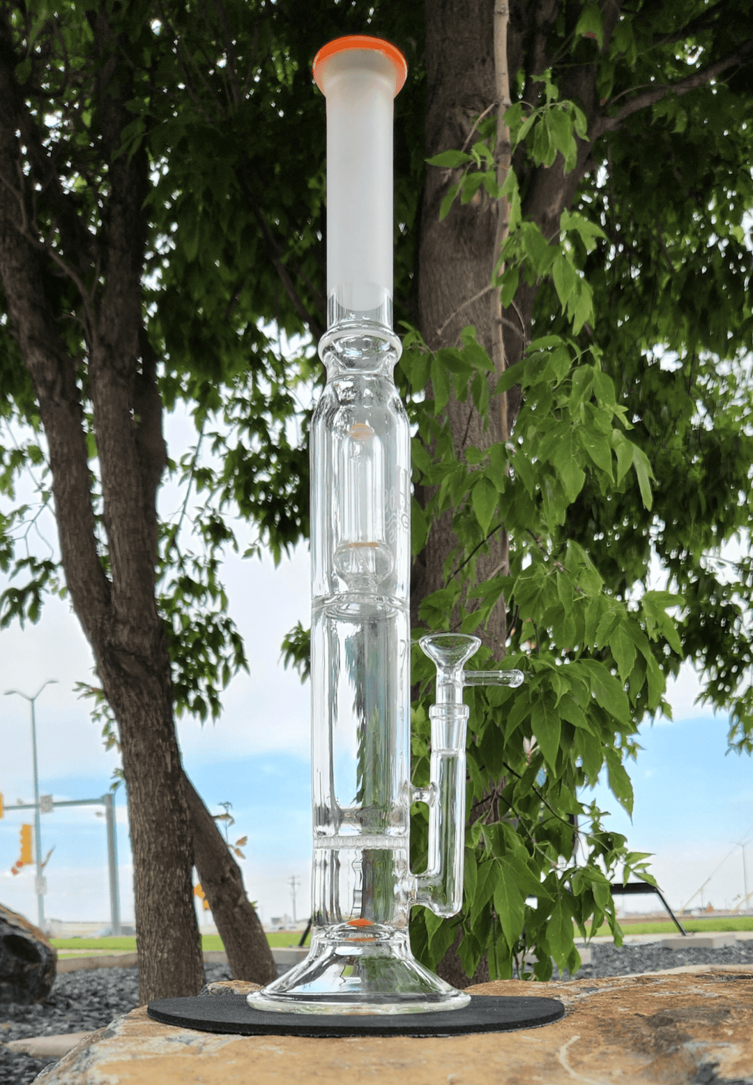 Hydros Glass 7mm The Double Play Straight Tube-17" Orange Steinbach Vape SuperStore and Bong Shop Manitoba Canada