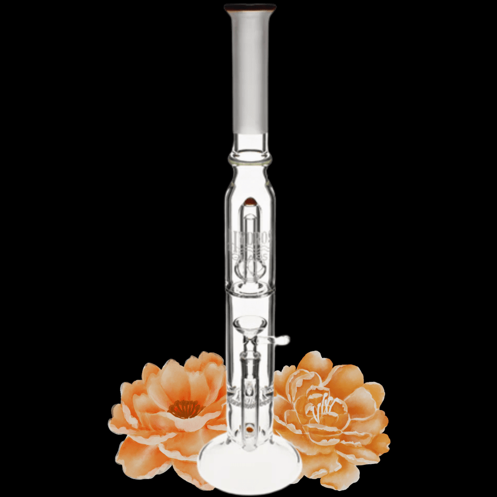 Hydros Glass Hydros Glass 7mm The Double Play Straight Tube-17" Orange Hydros Glass-The Double Play Straight Tube-Steinbach Vape