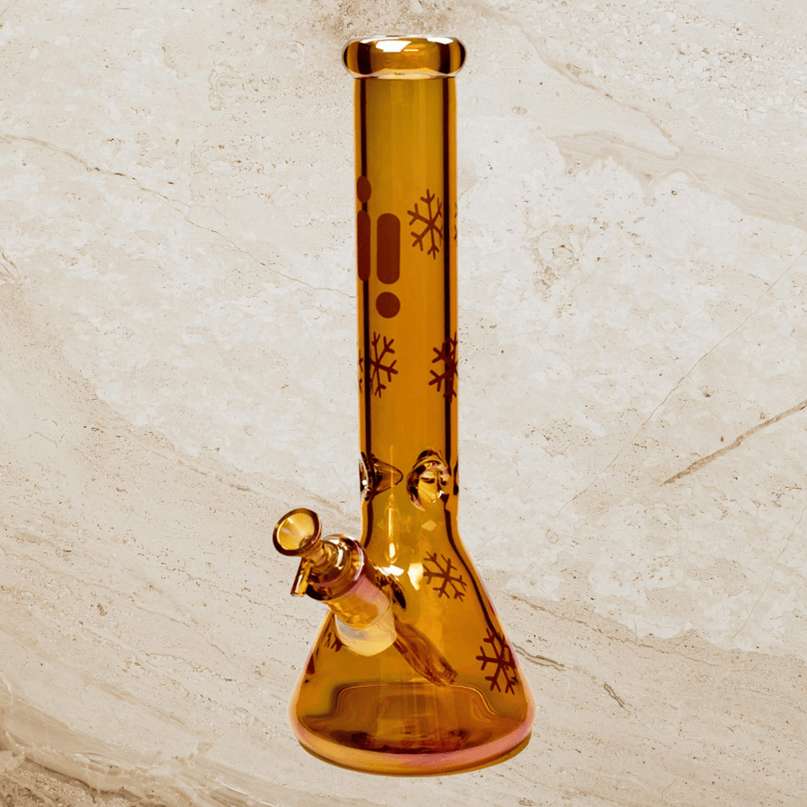 Infyniti Glass 7mm Electroplated Snowflake Beaker Bong 14" Gold Steinbach Vape SuperStore and Bong Shop Manitoba Canada