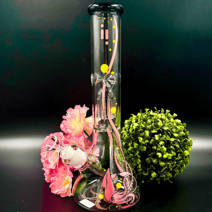 Infyniti Untamed 7mm Squid Beaker w/ Tree Perc  14" Pink Steinbach Vape SuperStore and Bong Shop Manitoba Canada