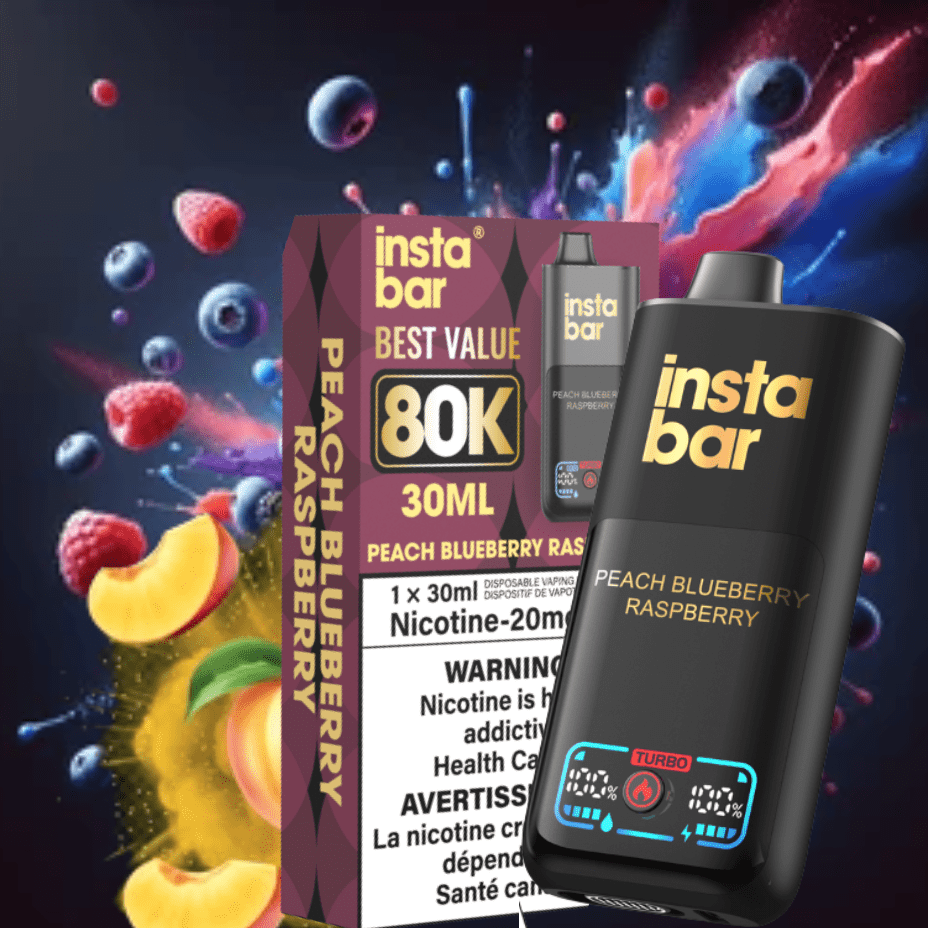 Insta Bar 80K Disposable Vape-Peach Blueberry Raspberry Steinbach Vape SuperStore and Bong Shop Manitoba Canada