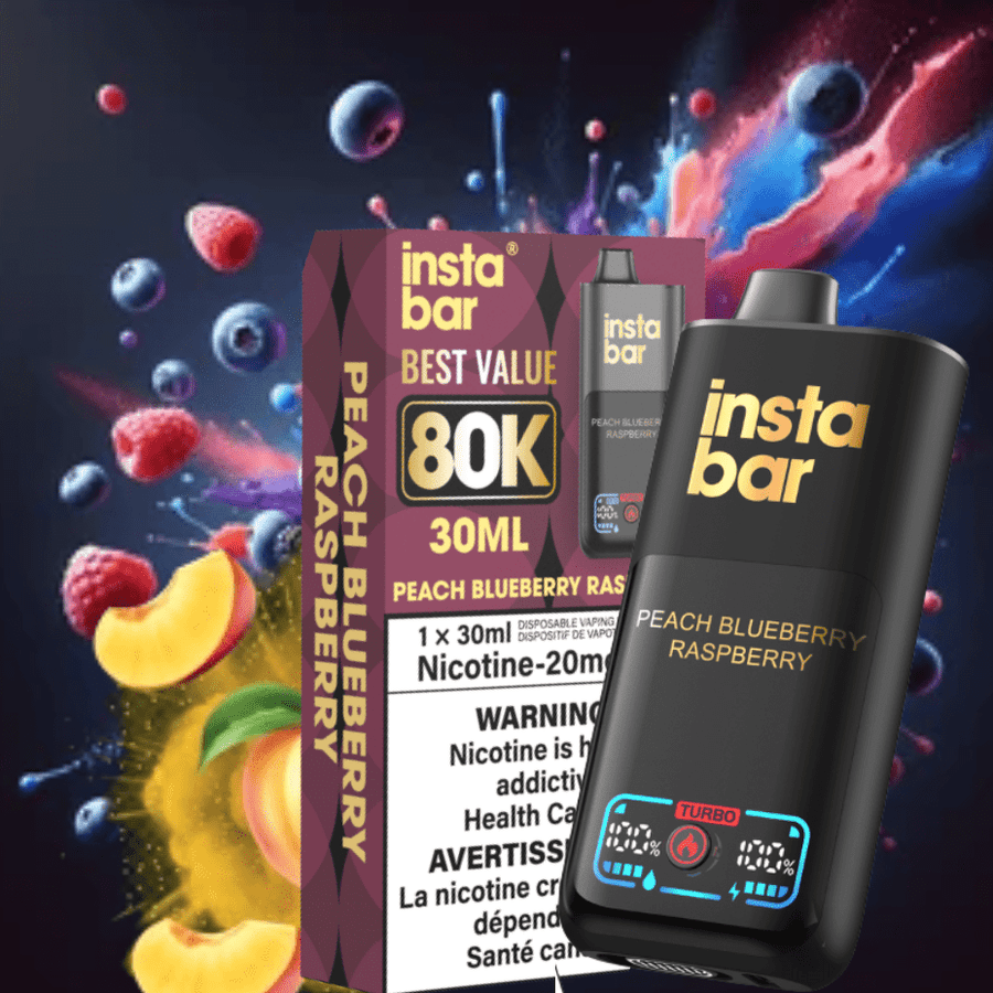 Insta Bar 80K Disposable Vape-Peach Blueberry Raspberry Steinbach Vape SuperStore and Bong Shop Manitoba Canada