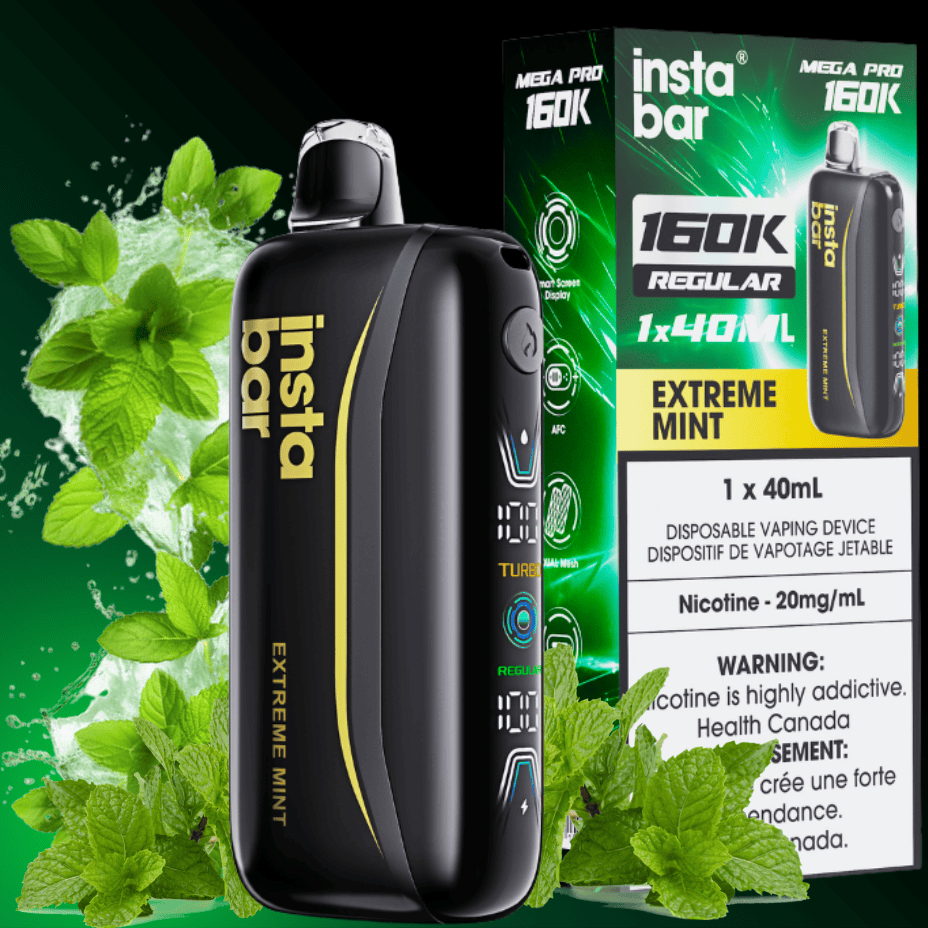 Insta Bar Mega Pro 160K Disposable Vape - Extreme Mint 20mg / 160000 Steinbach Vape SuperStore and Bong Shop Manitoba Canada