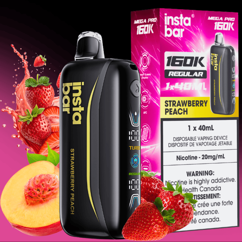 Insta Bar Mega Pro 160K Disposable Vape - Strawberry Peach 20mg / 160000 Steinbach Vape SuperStore and Bong Shop Manitoba Canada