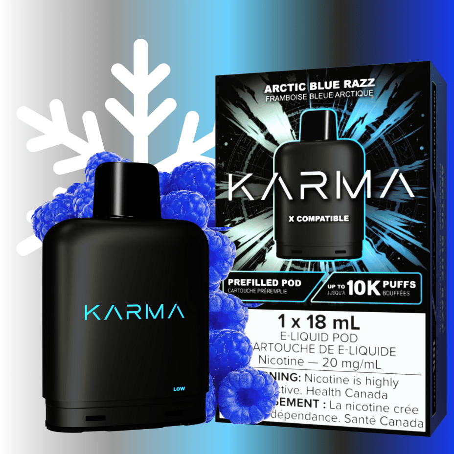 Karma 10k Puff Pod-Arctic Blue Razz 18ml / 20mg Steinbach Vape SuperStore and Bong Shop Manitoba Canada