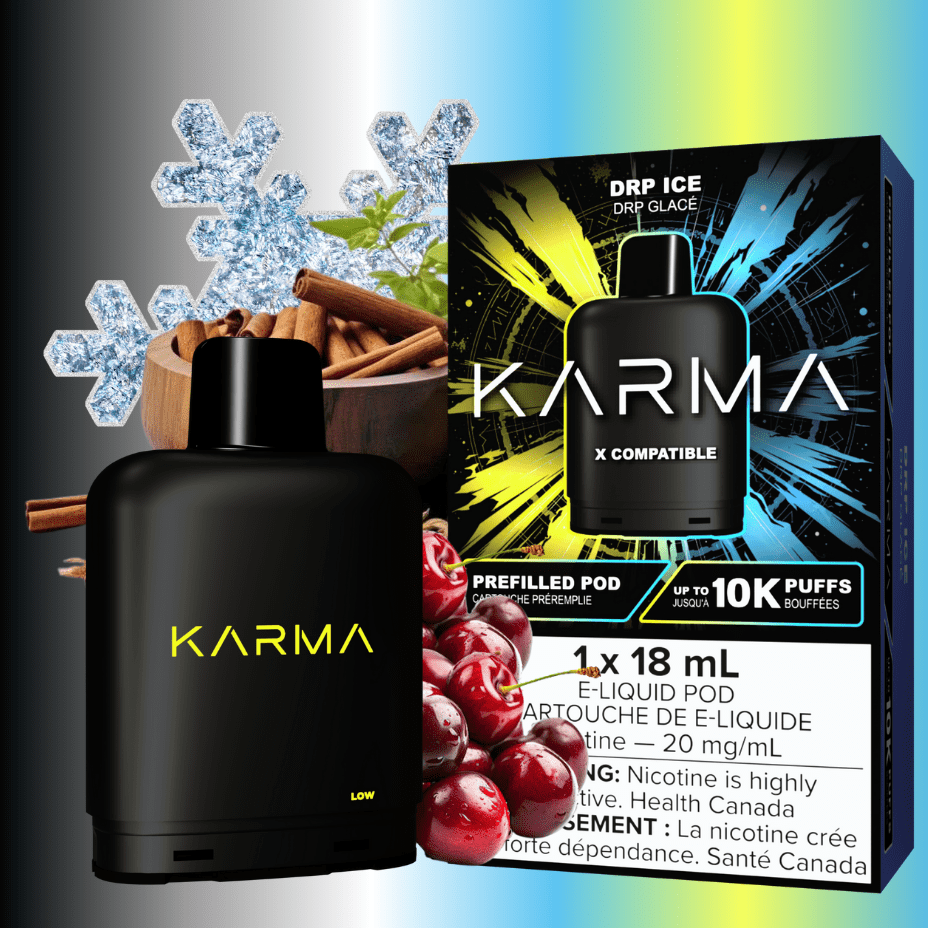 Karma 10k Puff Pod-DRP Ice 18ml / 20mg Steinbach Vape SuperStore and Bong Shop Manitoba Canada