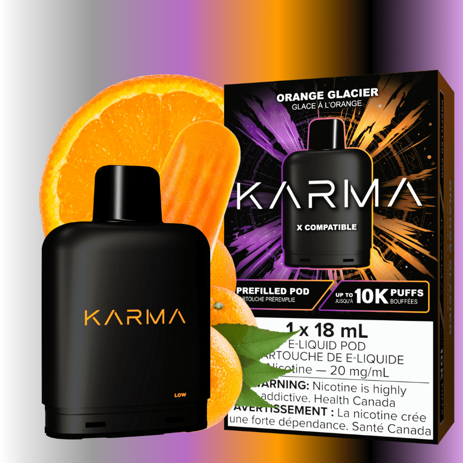 Karma 10k Puff Pod-Orange Glacier 18ml / 20mg Steinbach Vape SuperStore and Bong Shop Manitoba Canada