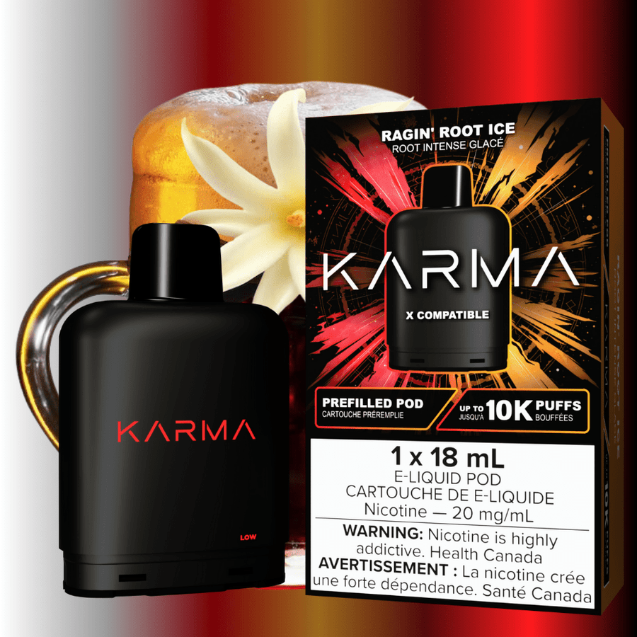 Karma 10k Puff Pod-Ragin Root Ice 18ml / 20mg Steinbach Vape SuperStore and Bong Shop Manitoba Canada