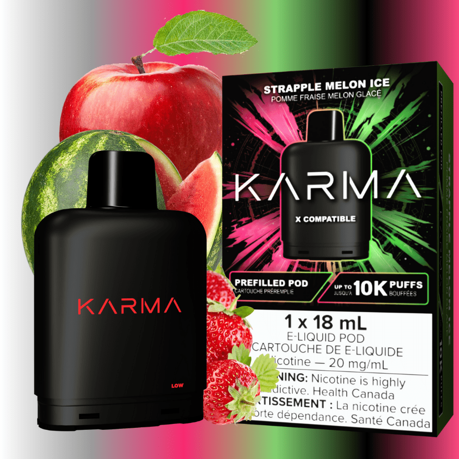 Karma 10k Puff Pod-Strapple Melon Ice 18ml / 20mg Steinbach Vape SuperStore and Bong Shop Manitoba Canada