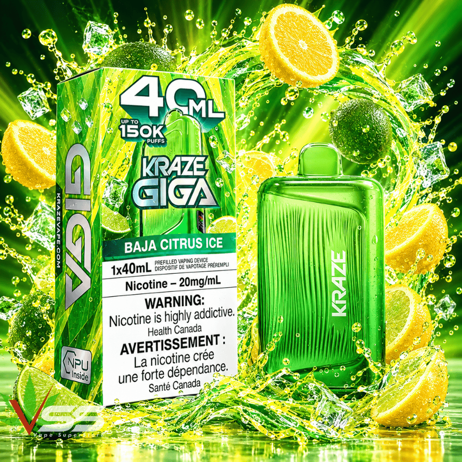 Kraze Giga 150K Disposable Vape-Baja Citrus Ice 150K / 40ml Steinbach Vape SuperStore and Bong Shop Manitoba Canada