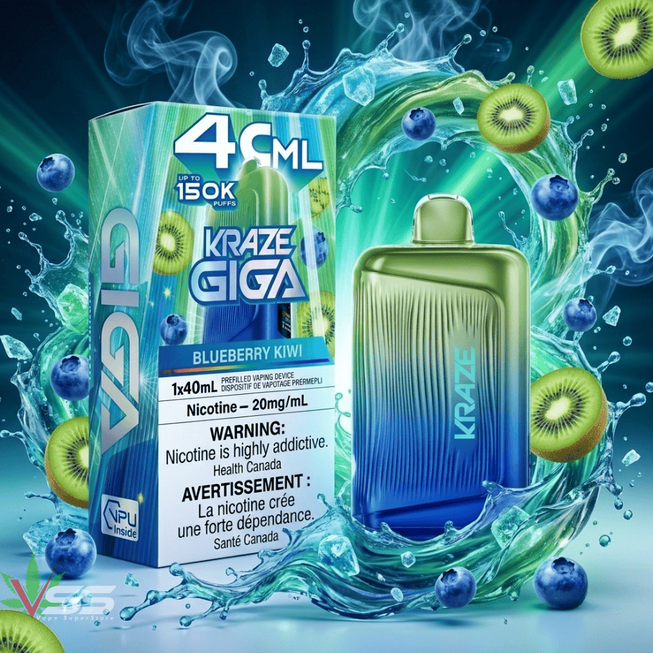Kraze Giga 150K Disposable Vape-Blueberry Kiwi Ice 150K / 40ml Steinbach Vape SuperStore and Bong Shop Manitoba Canada