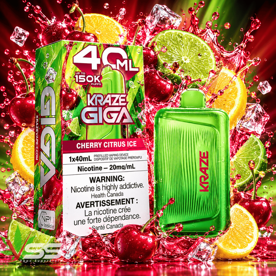 Kraze Giga 150K Disposable Vape-Cherry Citrus Ice 150K / 40ml Steinbach Vape SuperStore and Bong Shop Manitoba Canada