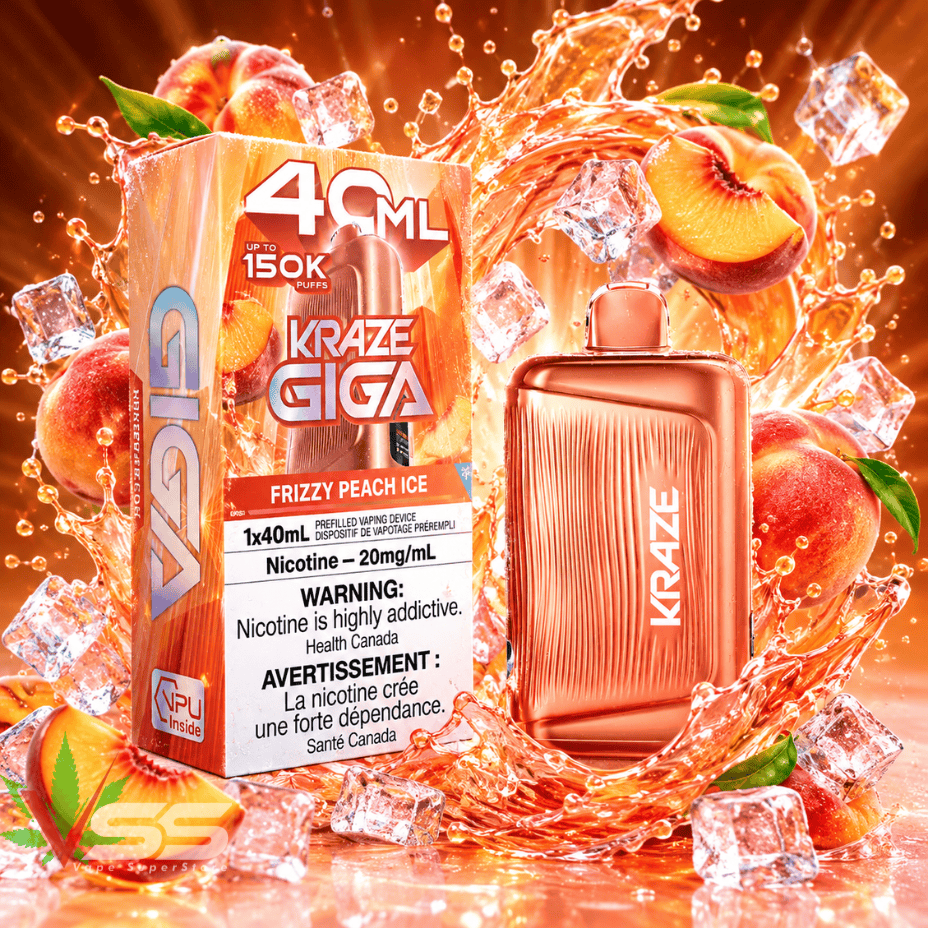 Kraze Giga 150K Disposable Vape-Frizzy Peach G Ice 150K / 20mg Steinbach Vape SuperStore and Bong Shop Manitoba Canada