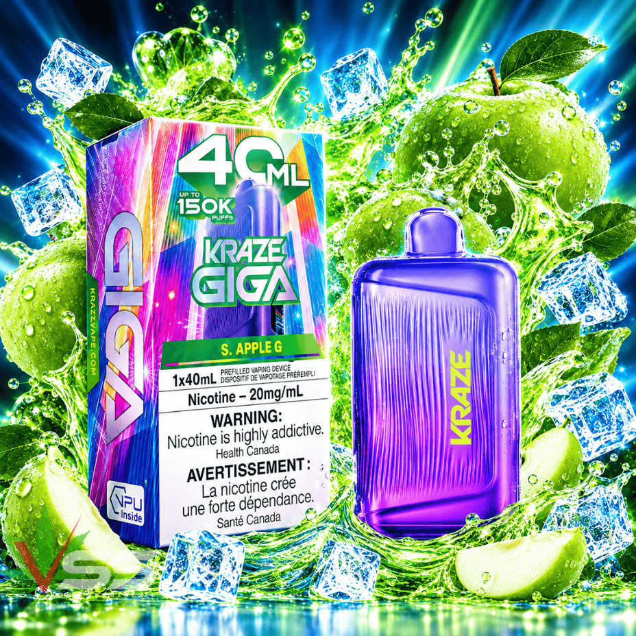 Kraze Giga 150K Disposable Vape-S. Apple G 150K / 20mg Steinbach Vape SuperStore and Bong Shop Manitoba Canada