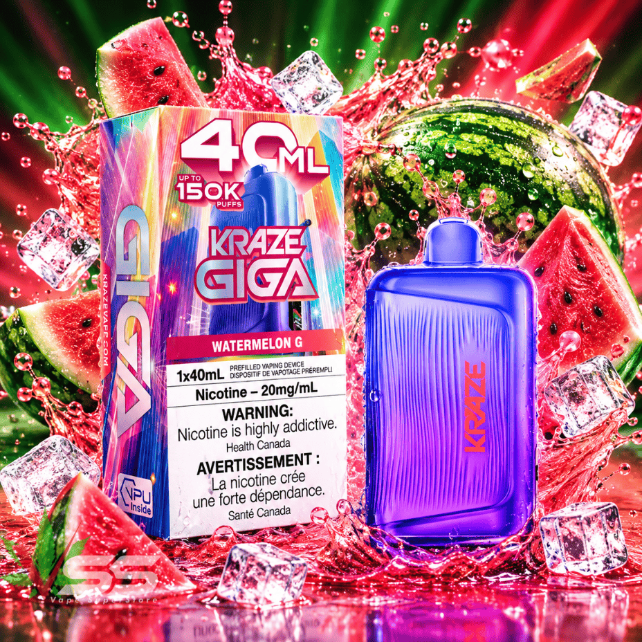 Kraze Giga 150K Disposable Vape-S. Watermelon G 150K / 20mg Steinbach Vape SuperStore and Bong Shop Manitoba Canada