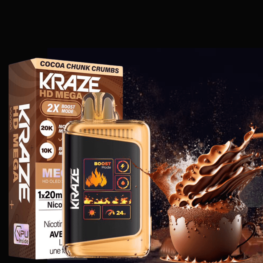 Kraze HD Mega 20k Disposable Vape - Cocoa Chunk Crumbs 20000 Puffs / 20mg Steinbach Vape SuperStore and Bong Shop Manitoba Canada