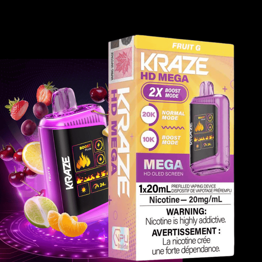 Kraze HD Mega 20k Disposable Vape - Fruit G 20000 Puffs / 20mg Steinbach Vape SuperStore and Bong Shop Manitoba Canada