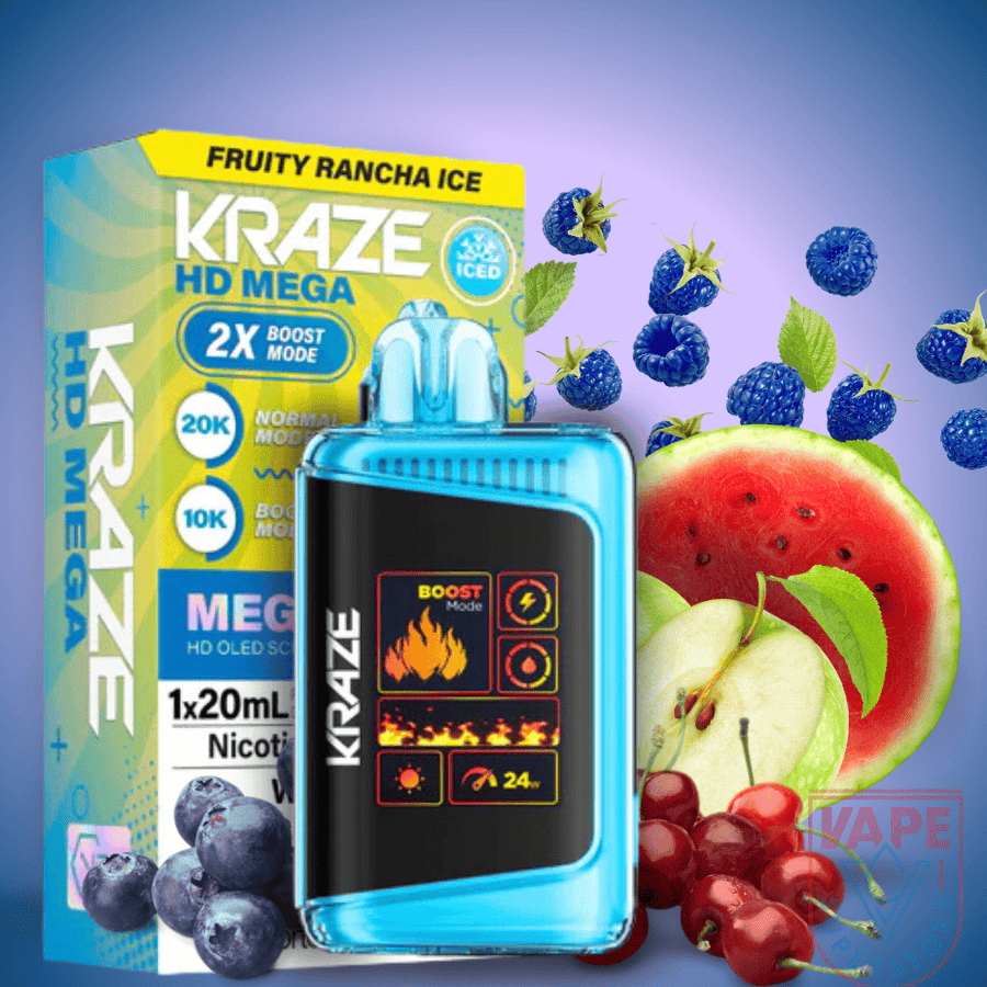 Kraze HD Mega 20k Disposable Vape - Fruity Rancha Ice 20000 Puffs / 20mg Steinbach Vape SuperStore and Bong Shop Manitoba Canada
