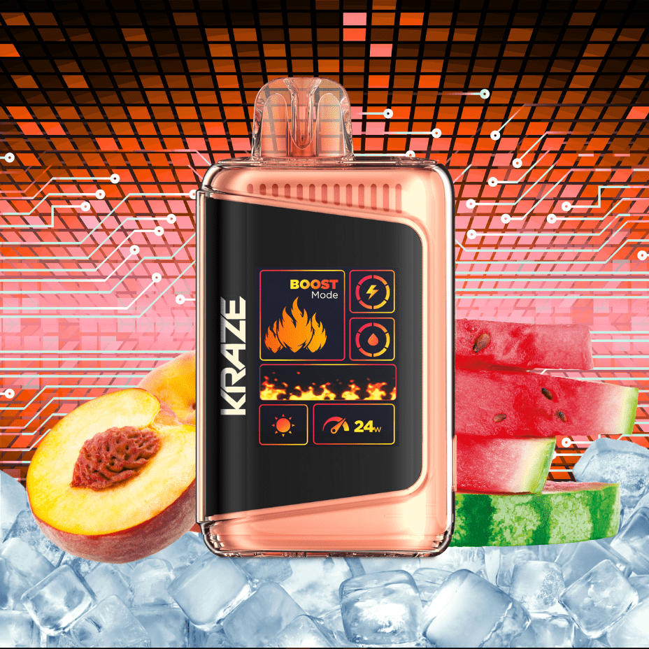 Kraze HD Mega 20k Disposable Vape - Peach Watermelon Ice 20000 Puffs / 20mg Steinbach Vape SuperStore and Bong Shop Manitoba Canada