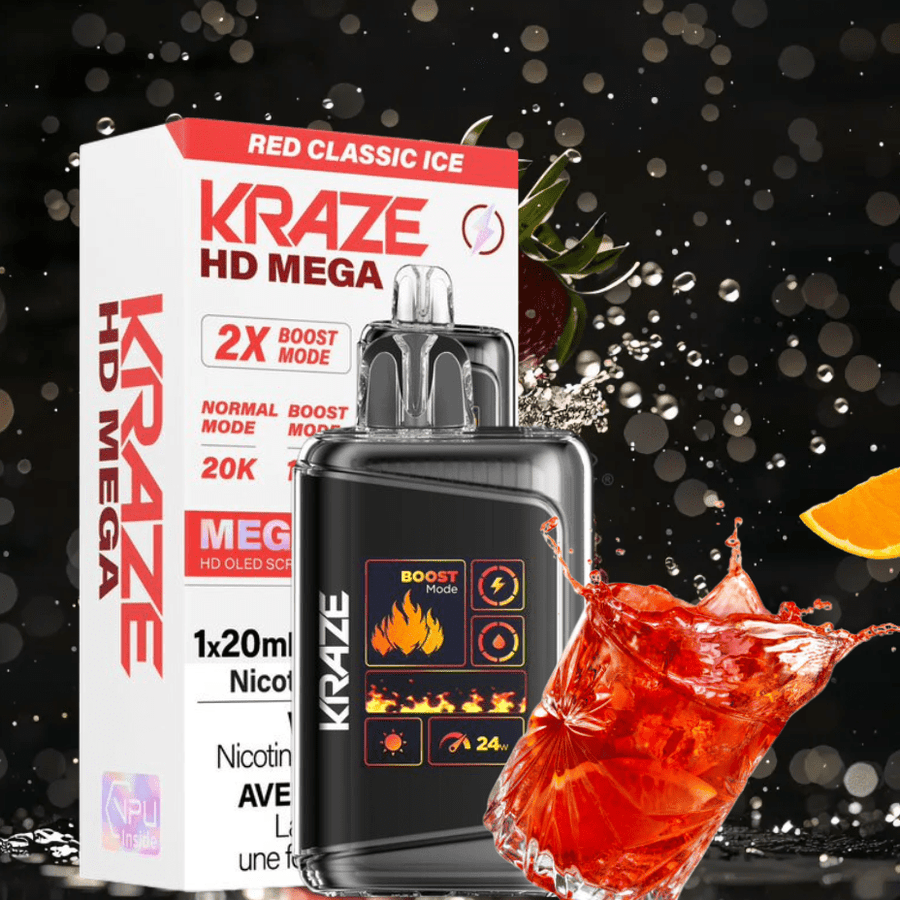 Kraze HD Mega 20k Disposable Vape - Red Ice 20000 Puffs / 20mg Steinbach Vape SuperStore and Bong Shop Manitoba Canada