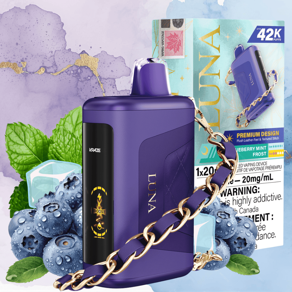 Kraze Luna 42k Disposable Vape - Blueberry Mint Frost Steinbach Vape SuperStore and Bong Shop Manitoba Canada