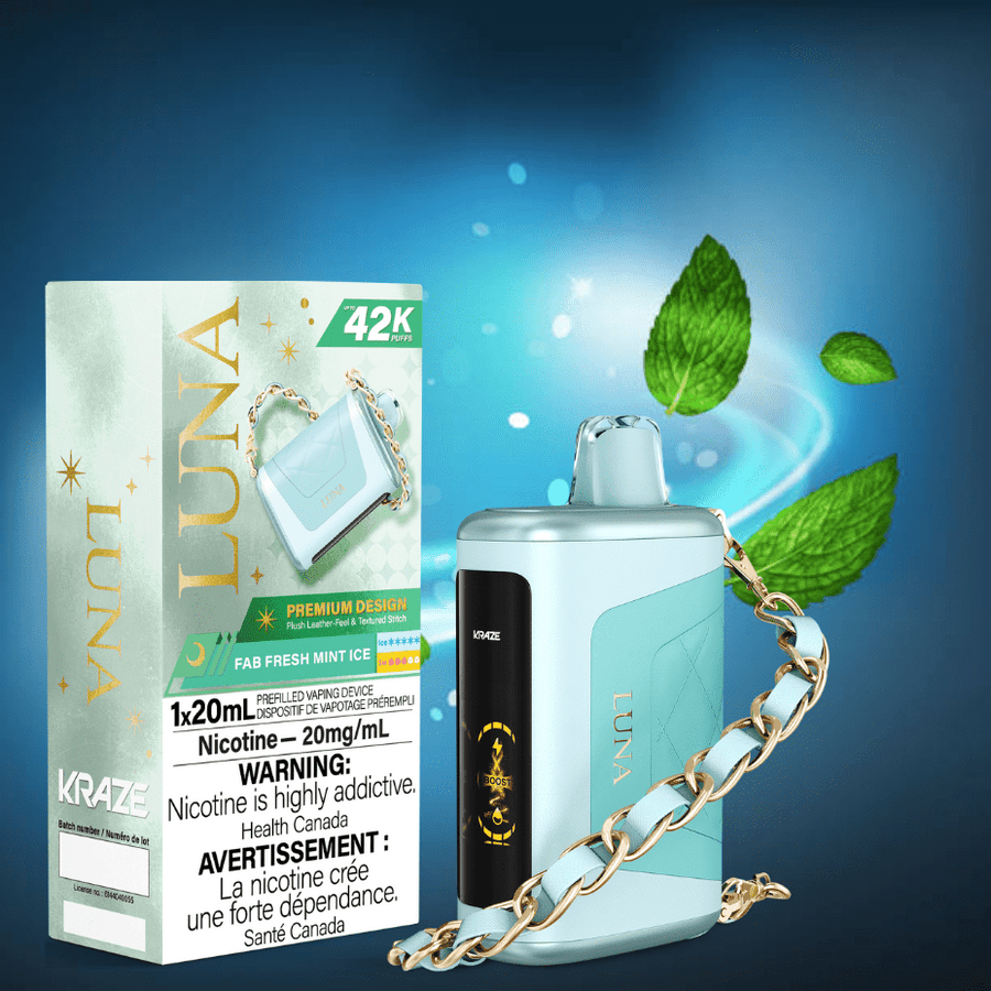Kraze Luna 42k Disposable Vape - Fab Fresh Mint Ice Steinbach Vape SuperStore and Bong Shop Manitoba Canada