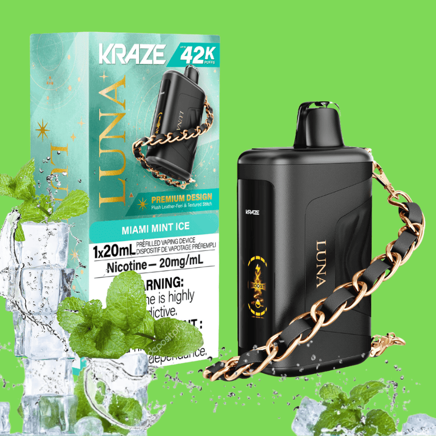 Kraze Luna 42k Disposable Vape - Miami Mint Steinbach Vape SuperStore and Bong Shop Manitoba Canada