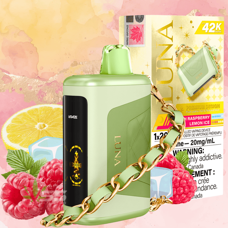 Kraze Luna 42k Disposable Vape - Ravish Raspberry Lemon Ice Steinbach Vape SuperStore and Bong Shop Manitoba Canada