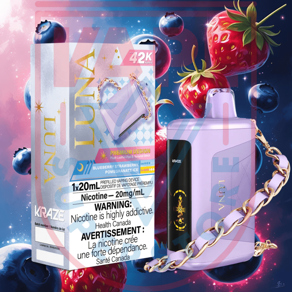 Kraze Luna Disposable Vape-Blueberry Strawberry Pomegranate Ice Steinbach Vape SuperStore and Bong Shop Manitoba Canada