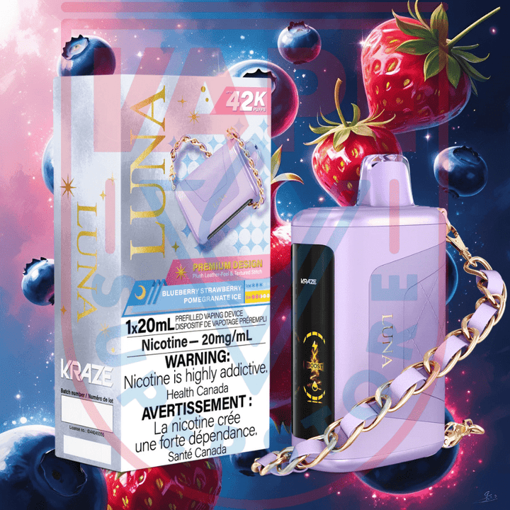 Kraze Luna Disposable Vape-Blueberry Strawberry Pomegranate Ice Steinbach Vape SuperStore and Bong Shop Manitoba Canada
