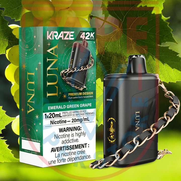 Kraze Luna Disposable Vape-Emerald Green Grape Steinbach Vape SuperStore and Bong Shop Manitoba Canada