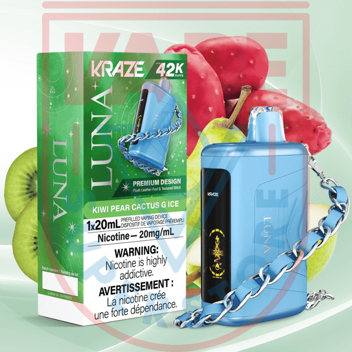 Kraze Luna Disposable Vape-Kiwi Pear Cactus G Ice Steinbach Vape SuperStore and Bong Shop Manitoba Canada